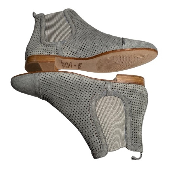 NWOT Pertini Perforated Genuine Suede Ankle Boots Flats Light Grey Size 8 - Picture 11 of 11